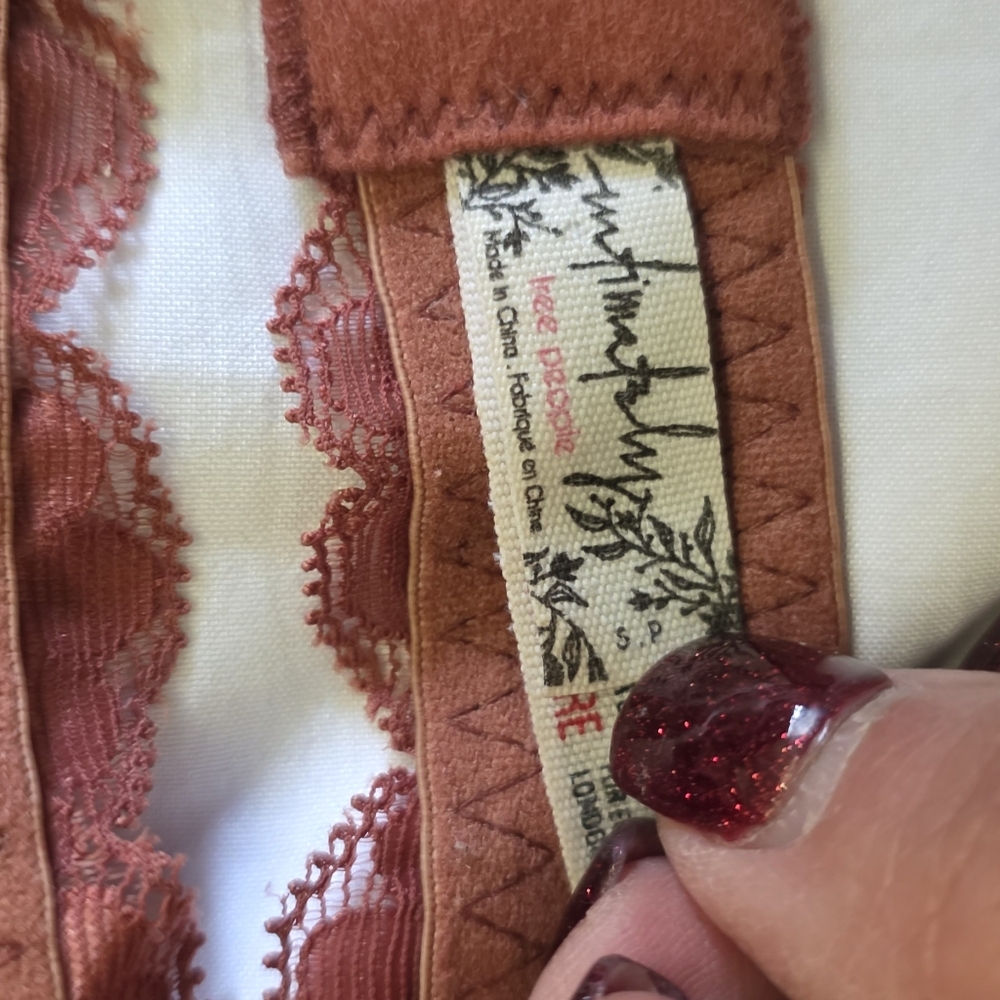 Free People Intimately Galloon Lace Halter Bra Rust Longline Bralette Small - Picture 4 of 8